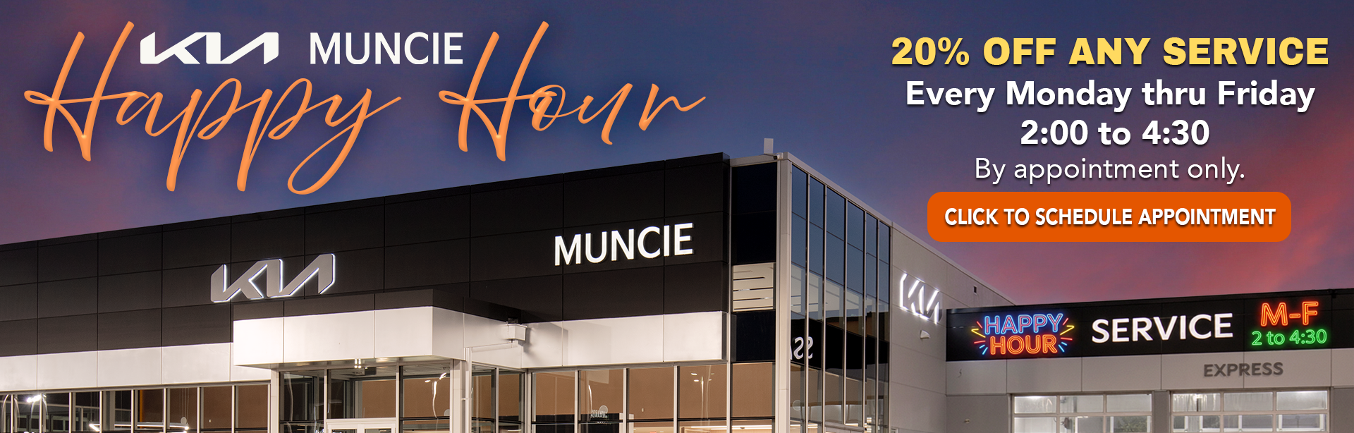 Happy Hour | 2pm to 4:30pm | 20% Off Any Service