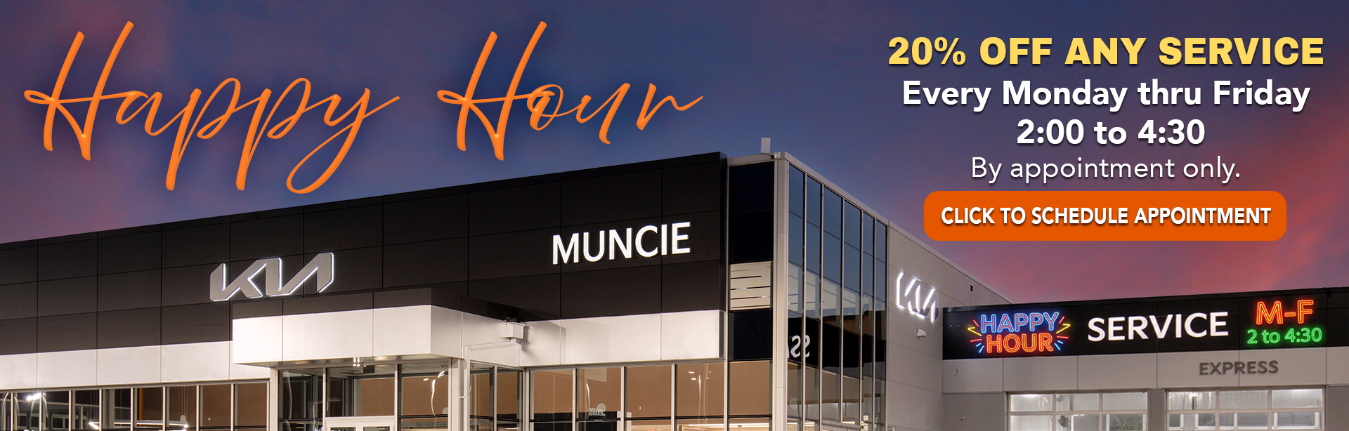 Happy Hour | 2pm to 4:30pm | 20% Off Any Service